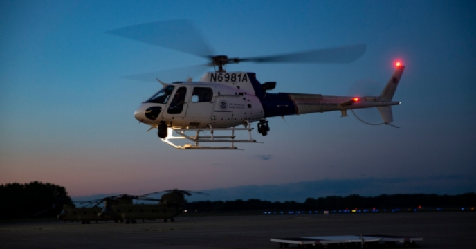 A picture of a CBP airbus helicopter
